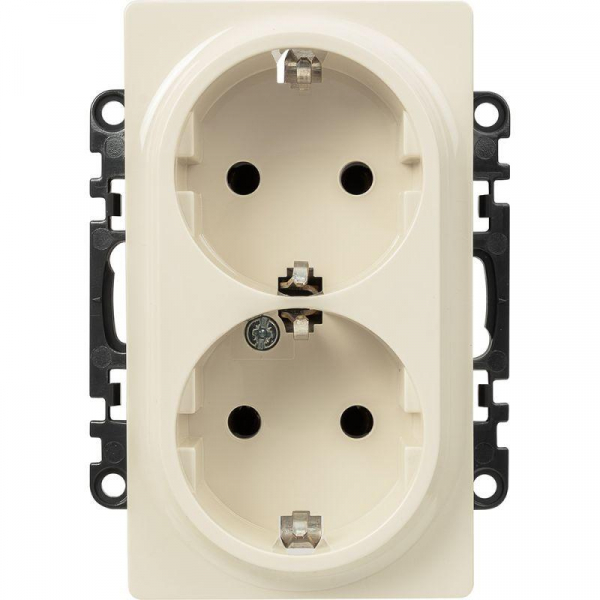 753227 Розетка 2-м СП Valena Life 16А IP20 250В 2х2P+E безвинтов. клеммы с лицев. панелью механизм сл. кость Leg 