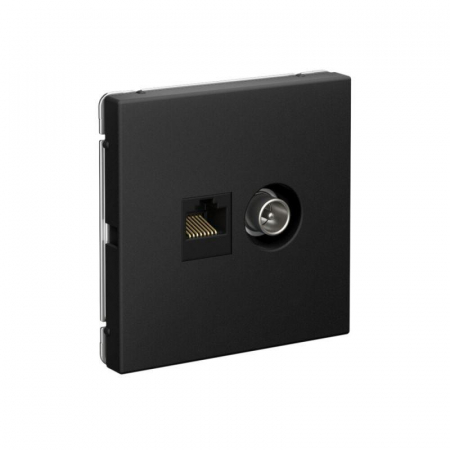 GAL001089 Розетка компьютерная + телевизионная 2-м ArtGallery RJ45 + TV кат.5E карбон SE 