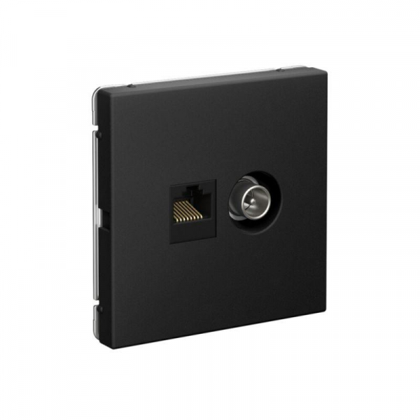 GAL001089 Розетка компьютерная + телевизионная 2-м ArtGallery RJ45 + TV кат.5E карбон SE 