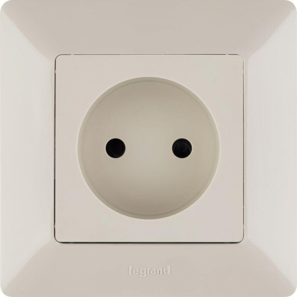 753516 Розетка 1-м СП Valena Life 16А IP20 250В 2P защ. шторки безвинтов. клеммы с лицев. панелью механизм сл. кость Leg 