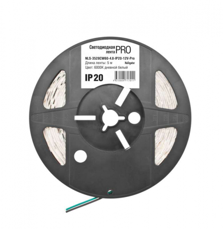 71701 Лента светодиодная 71 701 NLS-3528CW60-4.8-IP20-12V-Pro R5 4.8Вт/м (уп.5м) Navigator 