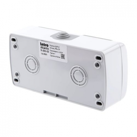 Розетка 2-м ОП 16А 250В 2P+E Schuko IP54 с заземл. Atlantic сер. 5-203-03 Intro Б0051060