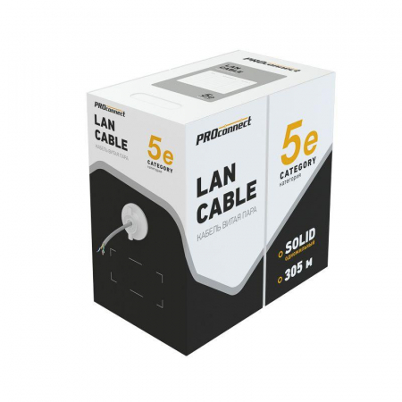 01-0121-3 Кабель витая пара F/UTP кат.5e 2х2х24AWG solid CCA PVC INDOOR омедненный сер. (м) PROCONNECT 