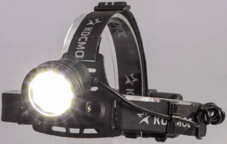 Фонарь налобный аккум. 10Вт P50 LED/Li-ion18650 2х1000мА.ч алюм. КОСМОС (KOC855Lit)