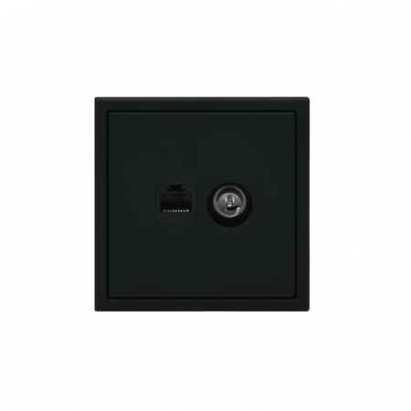 GAL001089 Розетка компьютерная + телевизионная 2-м ArtGallery RJ45 + TV кат.5E карбон SE 