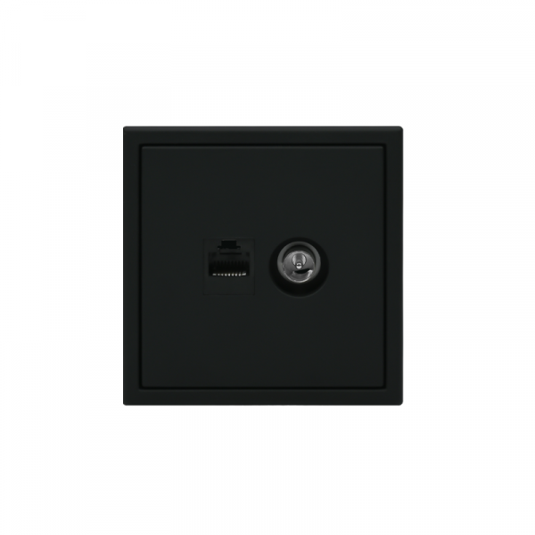 GAL001089 Розетка компьютерная + телевизионная 2-м ArtGallery RJ45 + TV кат.5E карбон SE 