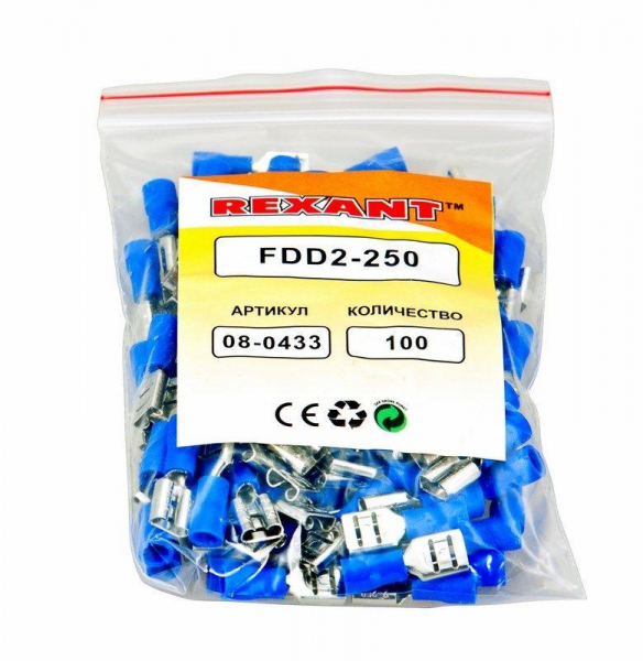 08-0433 Клемма плоская изол. (гнездо) (VF 2-250) REXANT 