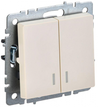 BR-V20-1-10-K10 Выключатель 2-кл. СП BRITE ВС10-2-1-БрКр 10А с индик. механизм беж. IEK 