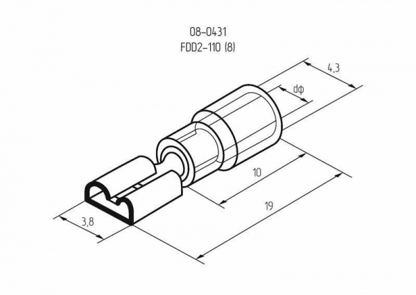 08-0431 Клемма плоская изол. (гнездо) (VF 2-110(8)) REXANT 