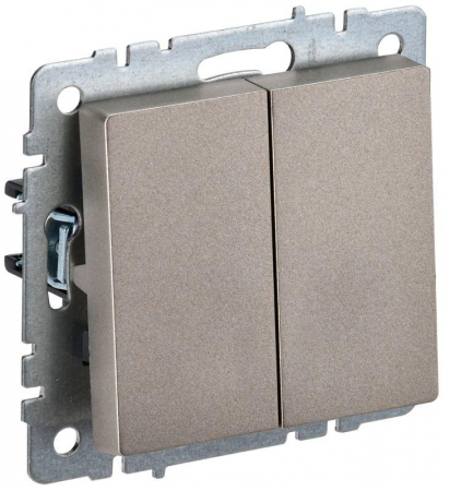 BR-V20-0-10-K37 Выключатель 2-кл. СП BRITE ВС10-2-0-БрШ 10А механизм шампань IEK 