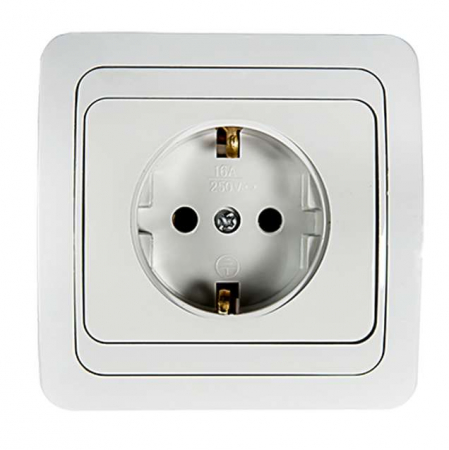 4680005959907 Розетка 1-м CLASSICO с заземл. 2028 бел. ASD / IN HOME 