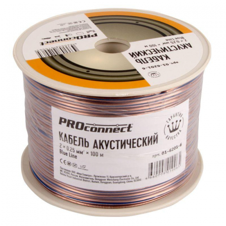 01-6201-6 Кабель Stereo 2х0.25 BLUE LINE 100м (м) PROCONNECT 