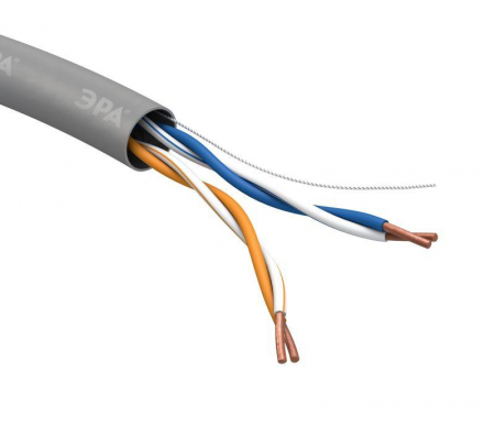 Б0044433 Кабель витая пара U/UTP кат.5E 2х2х24AWG solid CCA PVC Simple сер. (м) Эра 