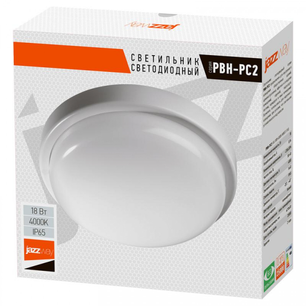 5003507A Светильник светодиодный "Банник" PBH-PC2-RA 18Вт 4000К IP65 ЖКХ ДБП кругл. пылевлагозащ. бел. Pro JazzWay 