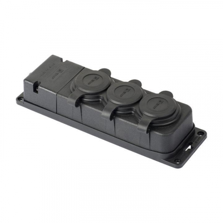 RPS-015-16-230-44-r Колодка 3-м 16А IP44 2P+PE 230В с защ. крышками каучук PROxima EKF 