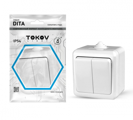 TKL-DT-V2-C01-IP54 Выключатель 2-кл. ОП Dita IP54 10А 250В бел. TOKOV ELECTRIC 