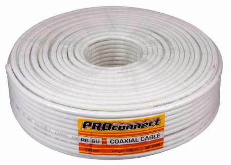 01-2206 Кабель RG-6U+Cu 48проц. 75Ом бел. (м) PROCONNECT 