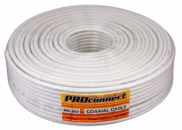 01-2206 Кабель RG-6U+Cu 48проц. 75Ом бел. (м) PROCONNECT 