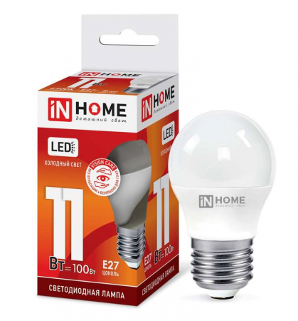 4690612024943 Лампа светодиодная LED-ШАР-VC 11Вт шар 6500К холод. бел. E27 1050лм 230В IN HOME 