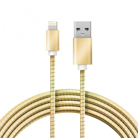 18-4252 Кабель USB-A - Lightning 2.4А 1м метал. оплетка зол. Rexant 