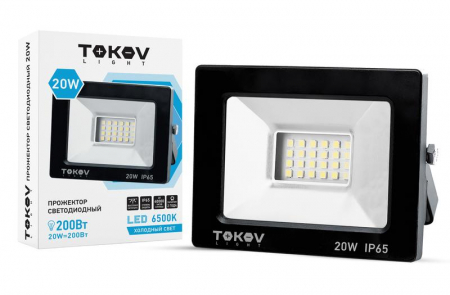 TKL-FL/LED-20-6.5K-IP65 Прожектор светодиодный 20Вт 1300лм 6500К IP65 черн. (TKL) TOKOV ELECTRIC 