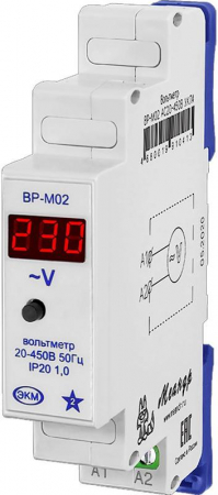 A8302-19910413 Вольтметр ВР-М02 АС20-450В УХЛ4 (на Din-рейку) Меандр 