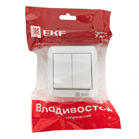 EQR16-023-30-54 Выключатель 2-кл. ОП Владивосток 10А IP54 бел. PROxima EKF 