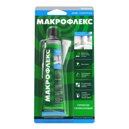 Б0026310 Герметик санитарный силиконовый SX101 (70мл) прозр. MAKROFLEX 