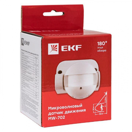 dd-mw-702 Датчик движения микроволновый MW-702 1200Вт 180град. до 15м IP44 бел. PROxima EKF 
