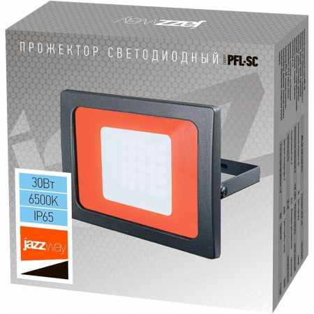 5001404 Прожектор светодиодный PFL-SC 30Вт 6500К IP65 190-260В ДО закален. матов. стекло JazzWay 