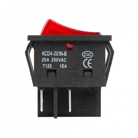 36-2343 Выключатель клавишный 250В 25А (4с) ON-OFF красн. с подсветкой REXANT 
