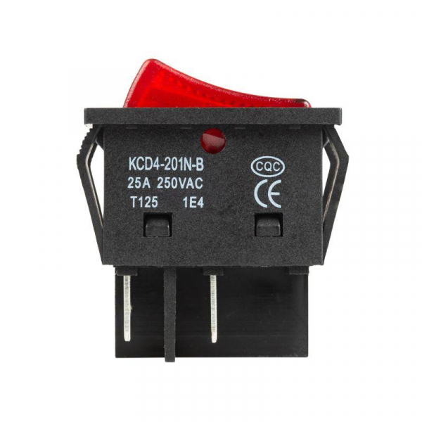 36-2343 Выключатель клавишный 250В 25А (4с) ON-OFF красн. с подсветкой REXANT 
