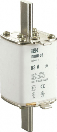 DPP30-063 Вставка плавкая ППНИ-35 63А габарит 1 IEK 