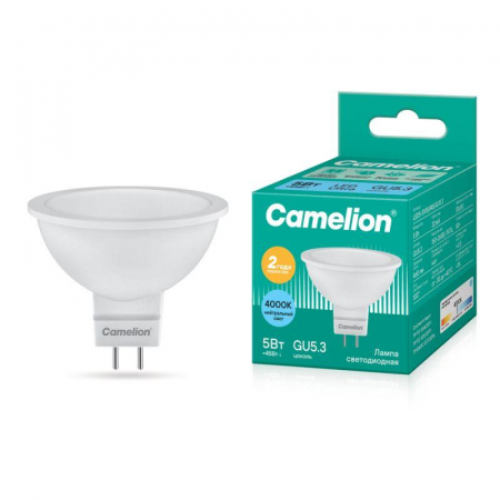 12042 Лампа светодиодная LED5-S108/845/GU5.3 5Вт рефлектор матовая 4500К бел. GU5.3 415лм 170-265В Camelion 