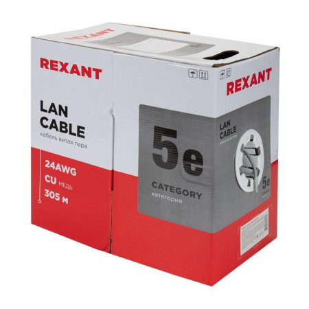 01-0143 Кабель витая пара F/UTP кат.5e 4х2х24AWG solid PVC INDOOR сер. (м) Rexant 