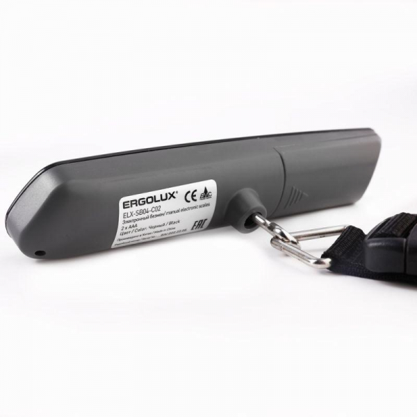15133 Весы ручные электронные ELX-SB04-C02 до 50кг безмен черн. Ergolux 