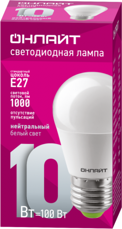 61969 Лампа светодиодная 61 969 OLL-G45-10-230-4K-E27 10Вт ОНЛАЙТ 