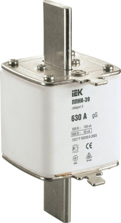 DPP50-630 Вставка плавкая ППНИ-39 630А габарит 3 IEK 