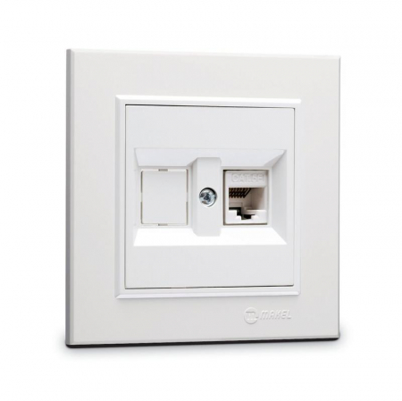 56001035 Розетка компютерная CAT5 + гнездо СП Karea IP20 бел. Makel 