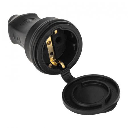 111-004-4 Розетка переносная влагозащ. с крышкой 16А IP44 230В 2P+PE каучук PROCONNECT 
