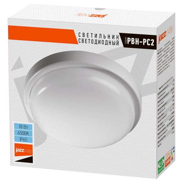5032309 Светильник светодиодный "Банник" PBH-PC2-RA 18Вт 6500К IP65 ЖКХ ДБП кругл. пылевлагозащ. бел. Pro JazzWay 