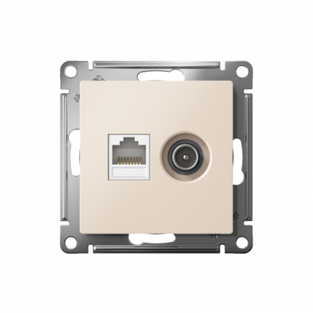 ATN000289 Розетка компьютерная + телевизионная 2-м AtlasDesign RJ45 кат.5E + TV механизм беж. SE 
