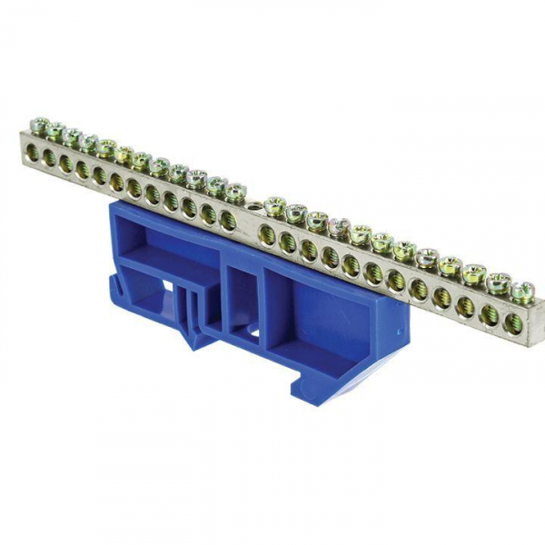 sn1-63-24-d Шина нулевая N 6х9 24 отверст. цинк син. изолятор на DIN-рейку PROxima EKF 