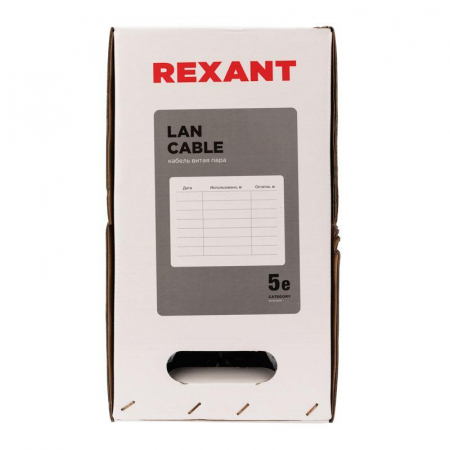 01-0045 Кабель витая пара U/UTP кат.5E 4х2х24AWG solid CU PE Outdoor черн. (м) Rexant 