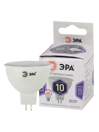 Б0049073 Лампа светодиодная LED MR16-10W-860-GU5.3 MR16 10Вт софит GU5.3 холод. бел. ЭРА 